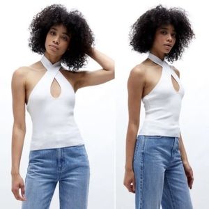 MINKPINK Maitland White Knit Top Small Large New NWT Halter sleeveless RARE HTF